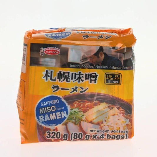 ACECOOK IPPIN Noodles Sapporo Miso 逸品札幌味噌包裝拉麵4連包 4x80g
